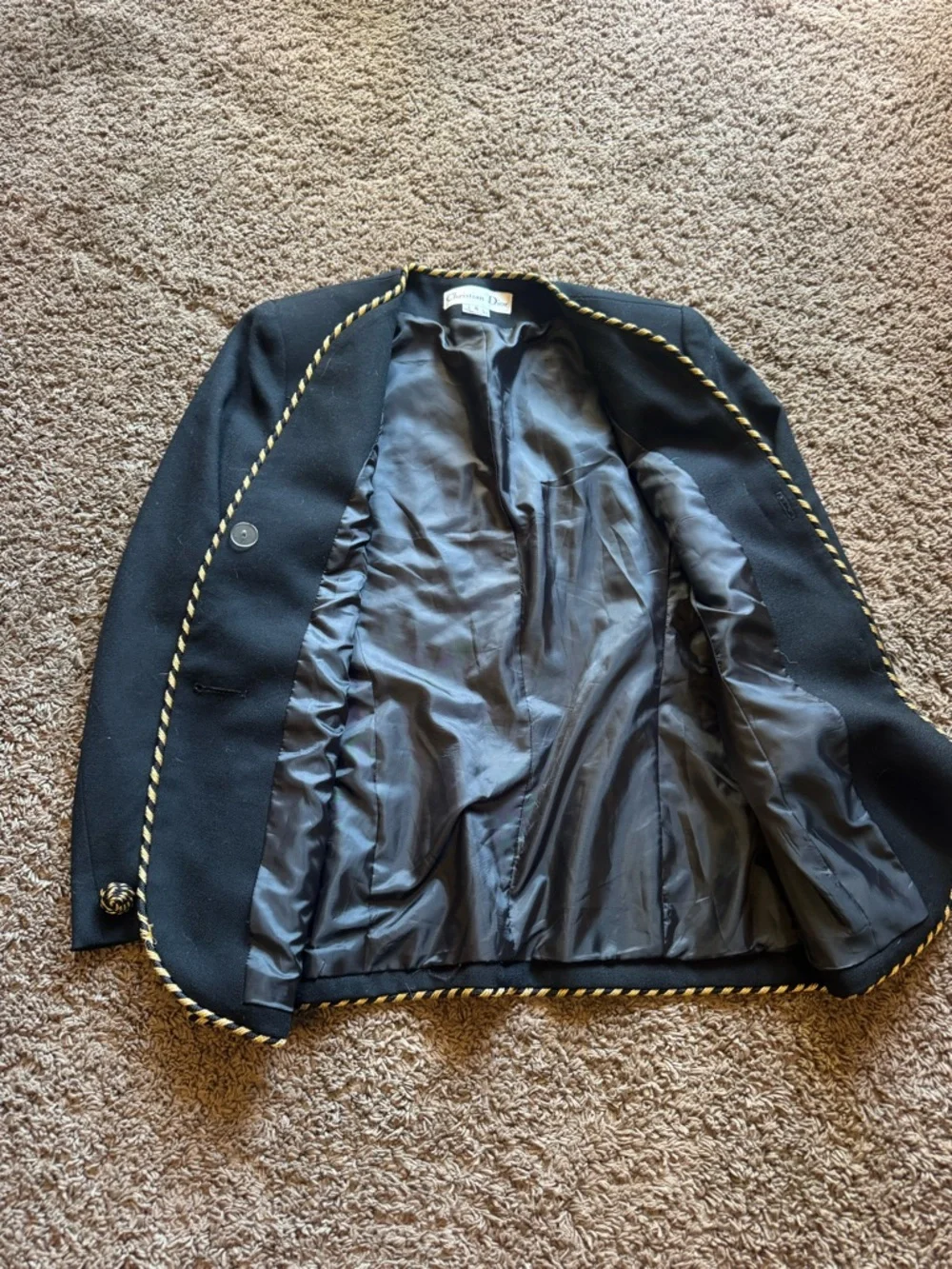 Christian Dior Black Gold Rope-Trimmed Blazer
